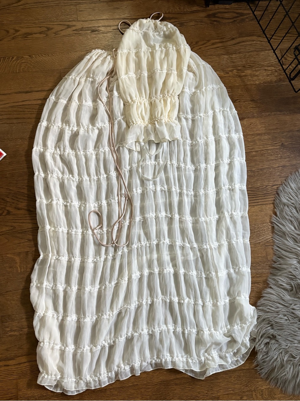 Cream Ruffled Hammock-Style Canopy Cover. Bohemian 2 piece set. Halter top.